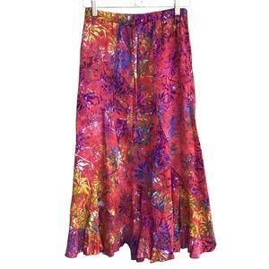 Tropical Vibrations Handmade Tie Dye Tropical Ruffle Midi Skirt Size XS NEW